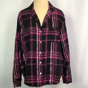 Victoria Secret Flannel Button up Sz Small Top